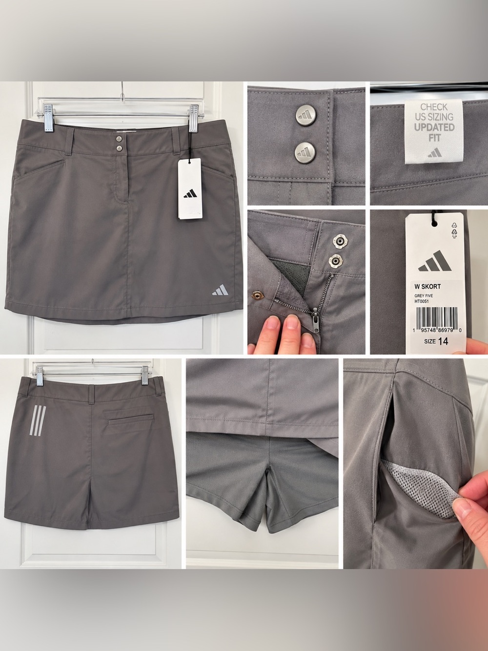 Adidas Women’s Gray Performance Skort Size 14 NWT | Built-In Shorts